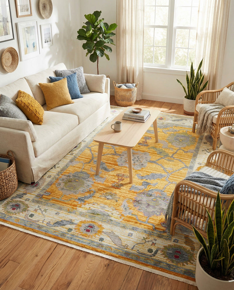 Arcadia Rugs Collection Area Rug - Eden (Yellow) Rectangle Yellow  lifestyle 18