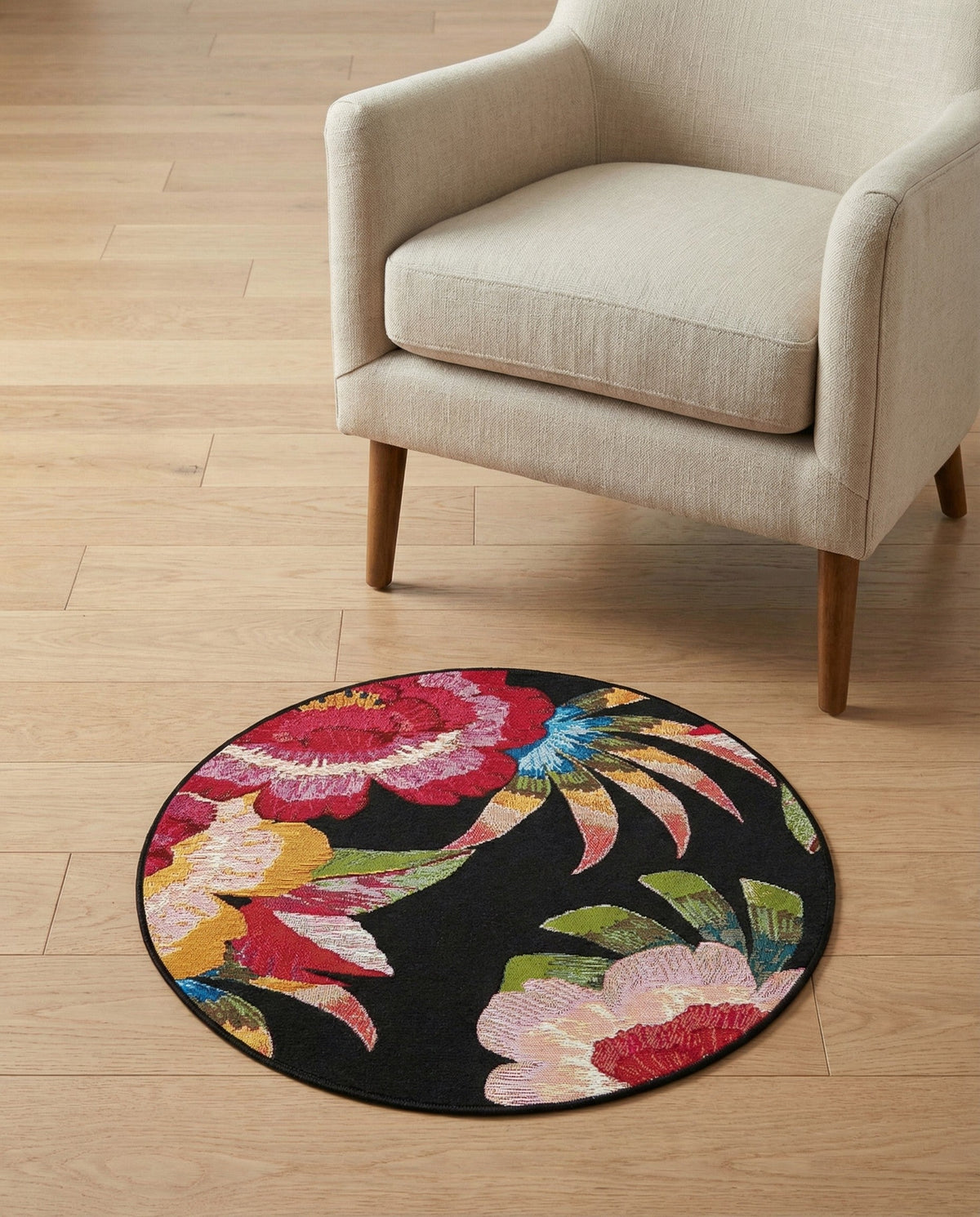 Seaside Blooms Collection Area Rug -  Versailles Round Multi  lifestyle 122
