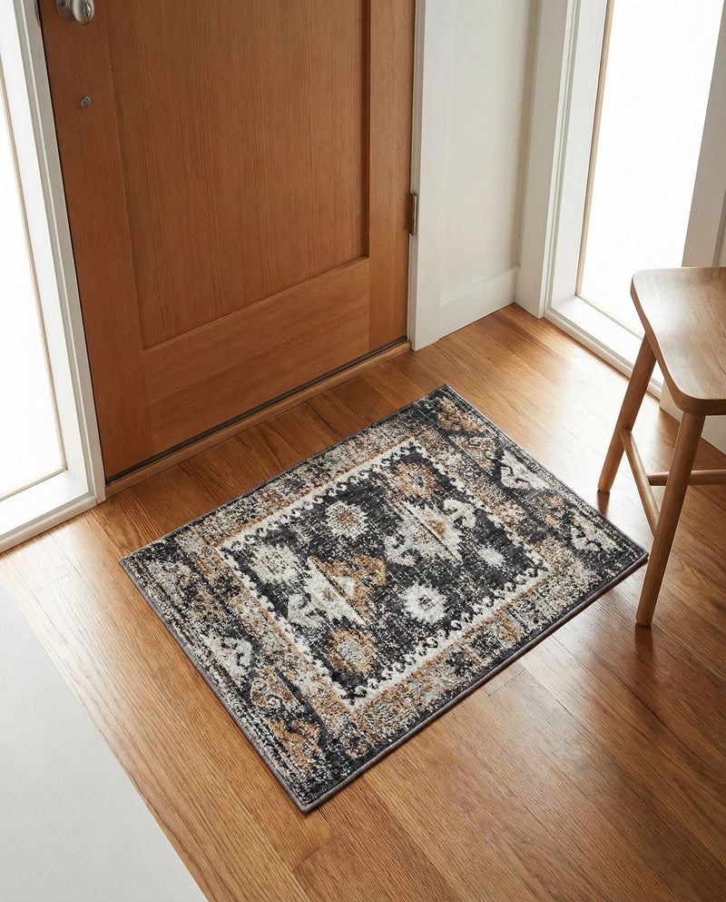 Desert Modern Eco Rug Series Collection Area Rug -  Mojave Rectangle Charcoal Gray  lifestyle 16
