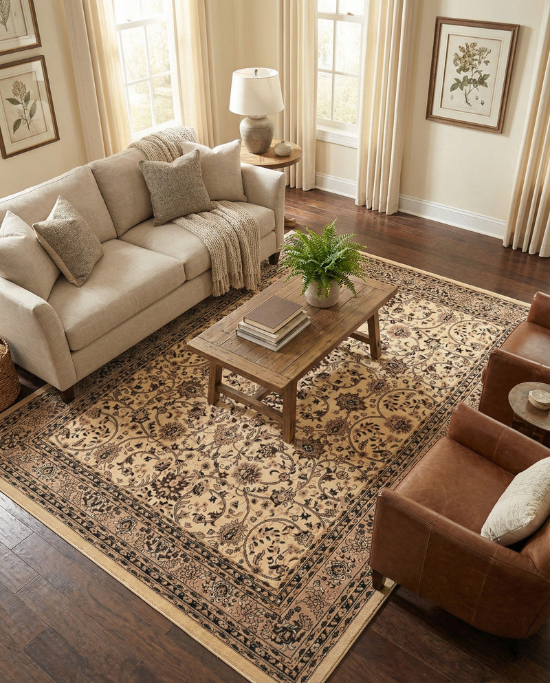Isfahan Elegance Collection Area Rug - Naghsh-e Jahan (Ivory) Rectangle Ivory  lifestyle 26