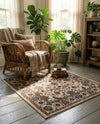 Casablanca Tapestry Collection Area Rug -  Marrakech (Ivory) Square Ivory  lifestyle 50