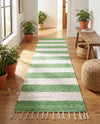 Tassel Trail Collection Area Rug - Pathway (Green and Ivory) Runner Green and Ivory  lifestyle 43