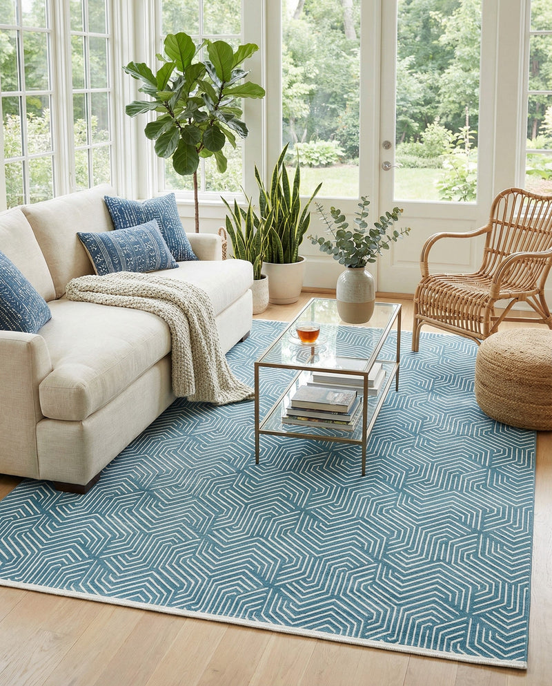 Aravalli Collection Area Rug - Udaipur Rectangle Aegean Blue  lifestyle 50