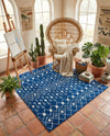Mediterranean Lattice Collection Area Rug - Santorini (Navy Blue) Square Navy Blue  lifestyle 71