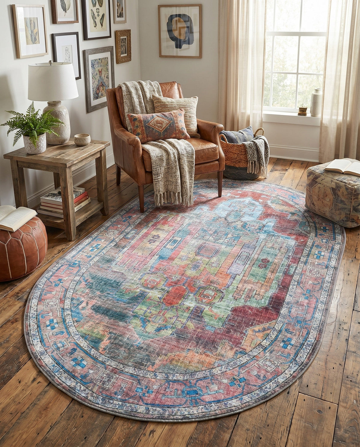 Zahara Oasis Collection Area Rug - Sahara Oval Multi  lifestyle 161