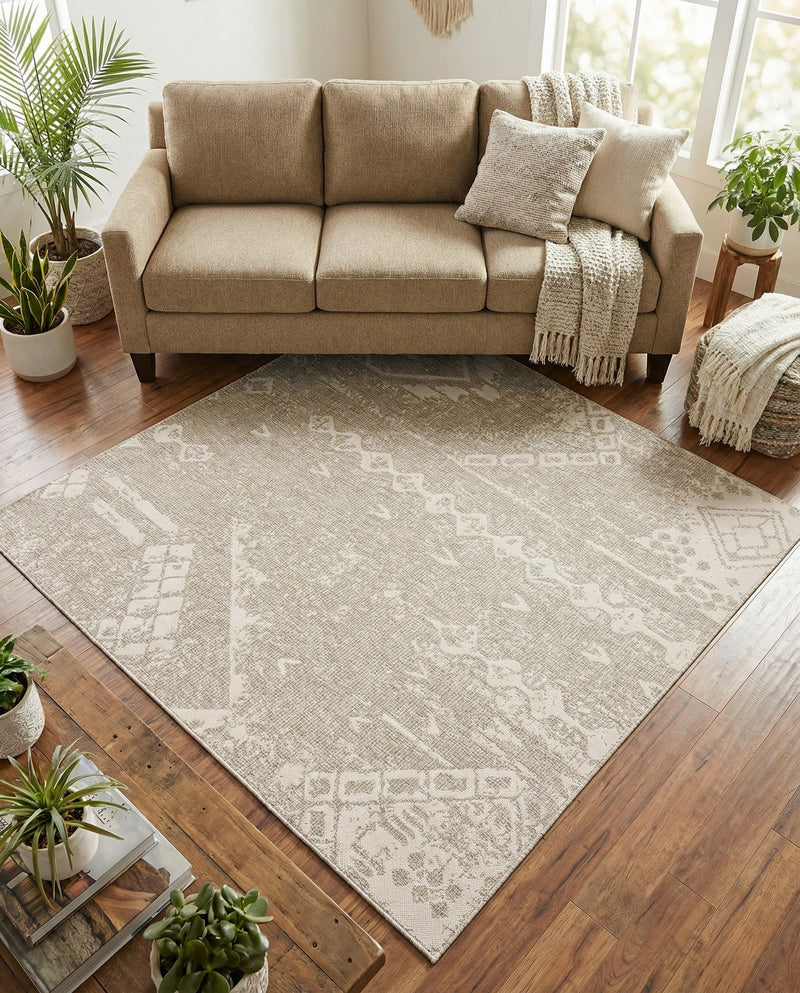Desert Nomad Terrace Collection Area Rug - Sahara (Gray) Square Gray  lifestyle 29