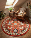 Tabriz Tapestry Collection Area Rug - Sahand (Terracotta) Round Terracotta  lifestyle 57