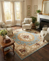Versailles Elegance Collection Area Rug -  Louveciennes (Light Blue) Square Light Blue  lifestyle 83