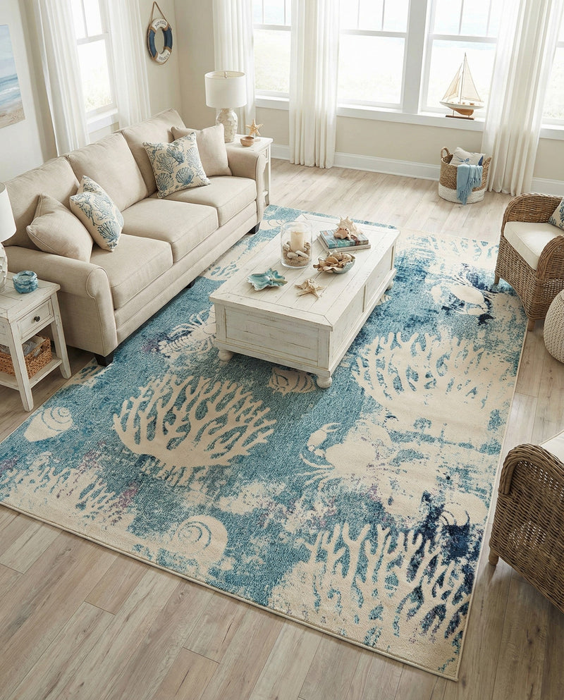 Sorrento Shores Collection Area Rug -  Vico Rectangle Light Blue  lifestyle 26