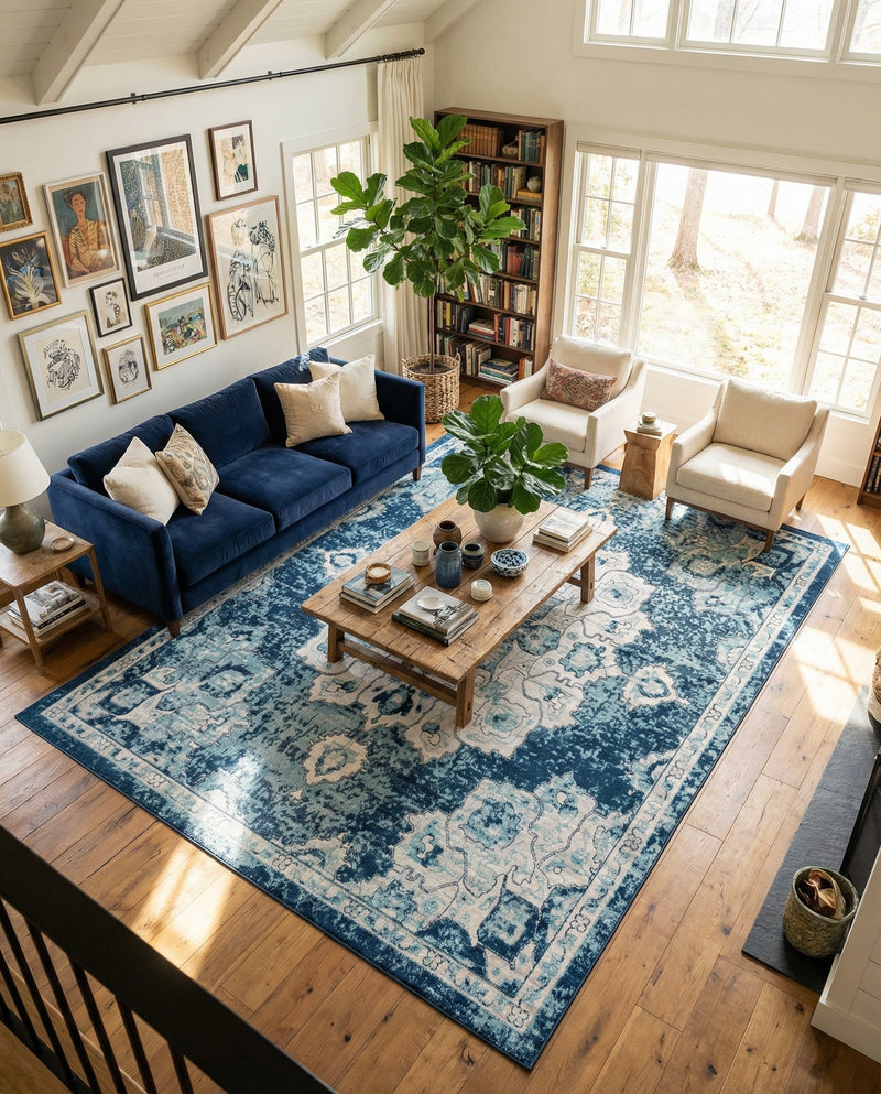 Beverly Grove Collection Area Rug - Melrose (Navy Blue) Rectangle Navy Blue  lifestyle 4