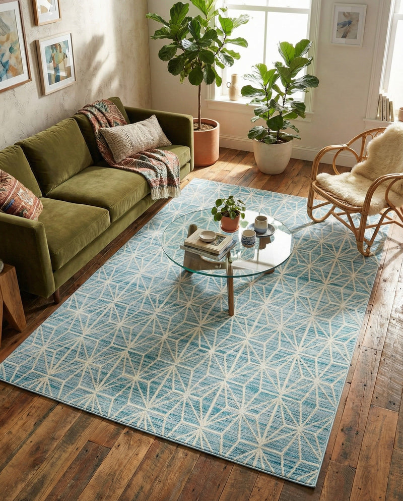 Metro Heights Collection Area Rug -  Hudson Rectangle Blue  lifestyle 23
