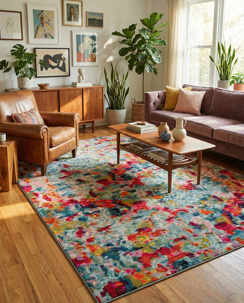 Chromatic Oasis Collection Area Rug -  Lagoon Rectangle Multi  lifestyle 5