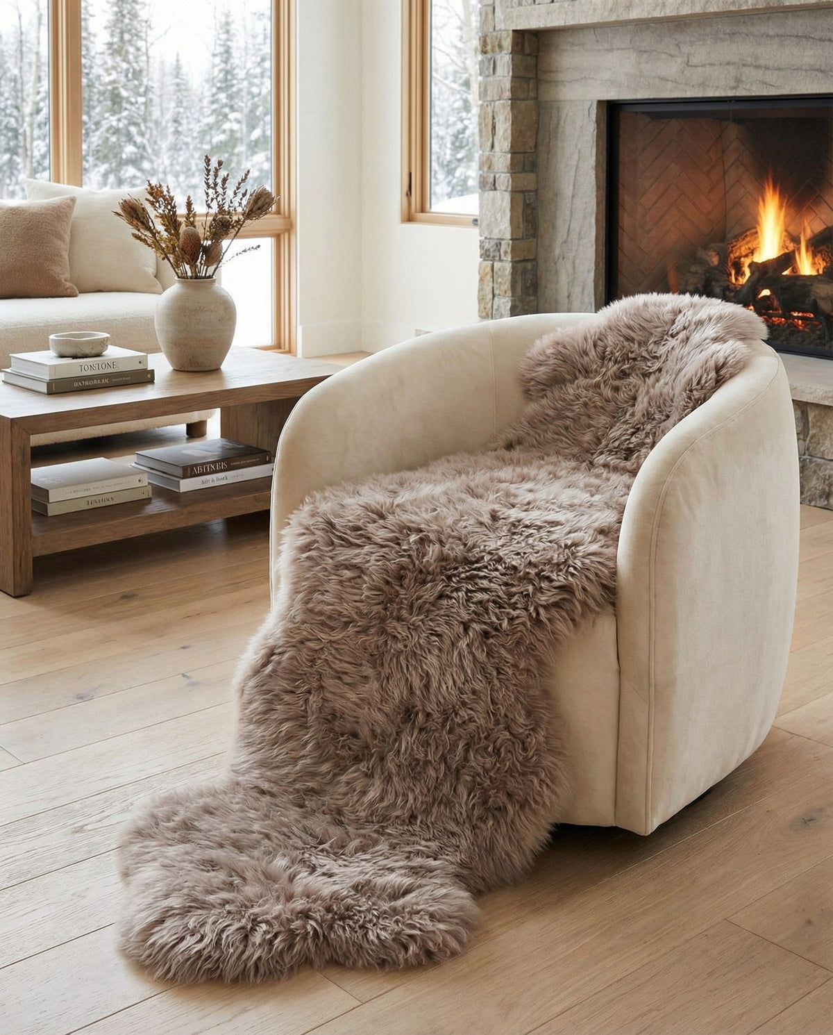 Arctic Lambskin Luxe Collection Area Rug - Tundra Runner Beige  lifestyle 115