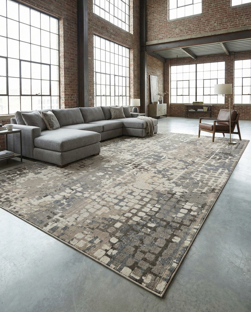 Chromatic Oasis Collection Area Rug -  Tropic Rectangle Gray  lifestyle 27