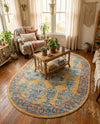 Seville Stripes Collection Area Rug -  Granada (Yellow) Oval Yellow  lifestyle 62