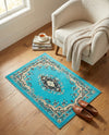Tabriz Tapestry Collection Area Rug - Azerbaijan (Turquoise) Rectangle Turquoise  lifestyle 7