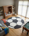 Wonder Tykes Collection Area Rug -  Mirth Round Black and White  lifestyle 28