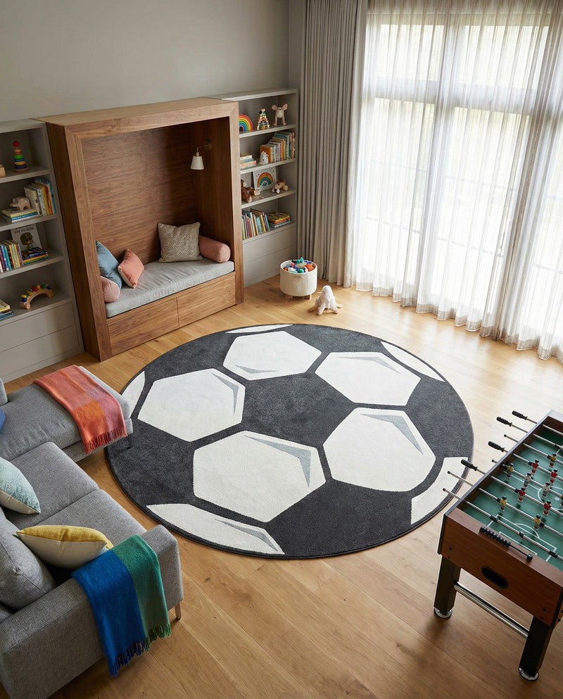 Wonder Tykes Collection Area Rug -  Mirth Round Black and White  lifestyle 28