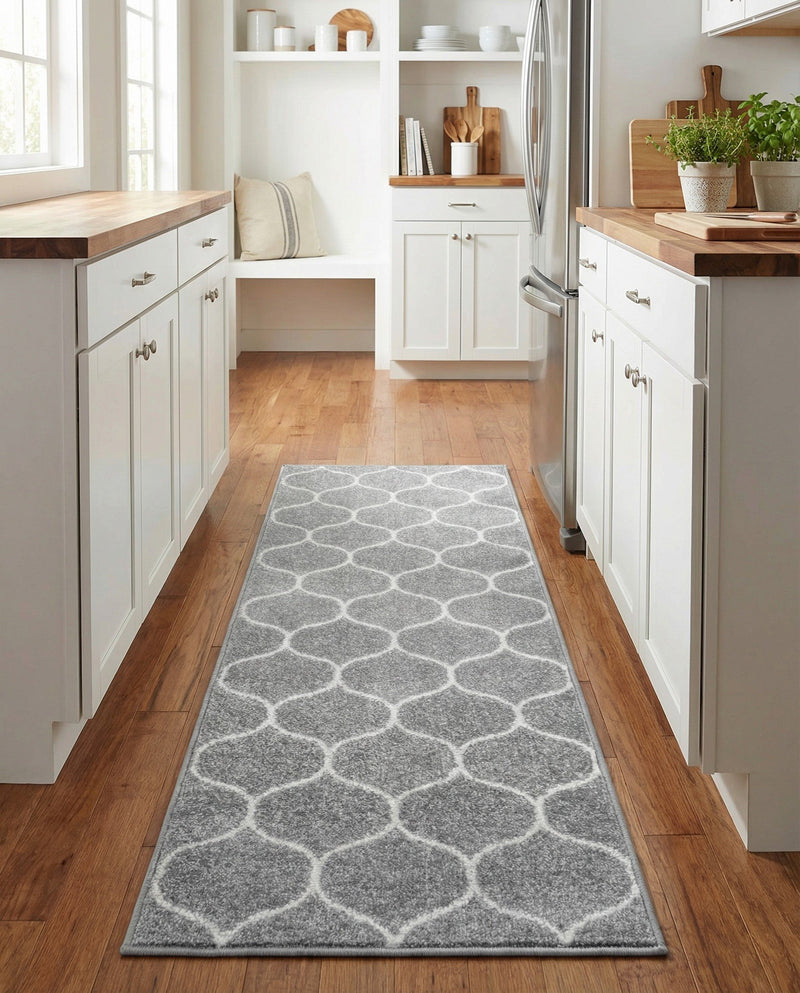 Trellis Mosaic Collection Area Rug -  Pergolatown (Light Gray) Runner Light Gray  lifestyle 63