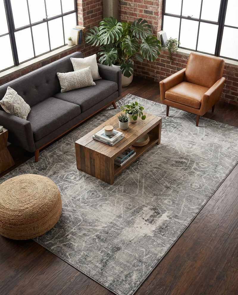 Riviera Elegance Collection Area Rug -  Grasse Rectangle Dark Gray  lifestyle 23