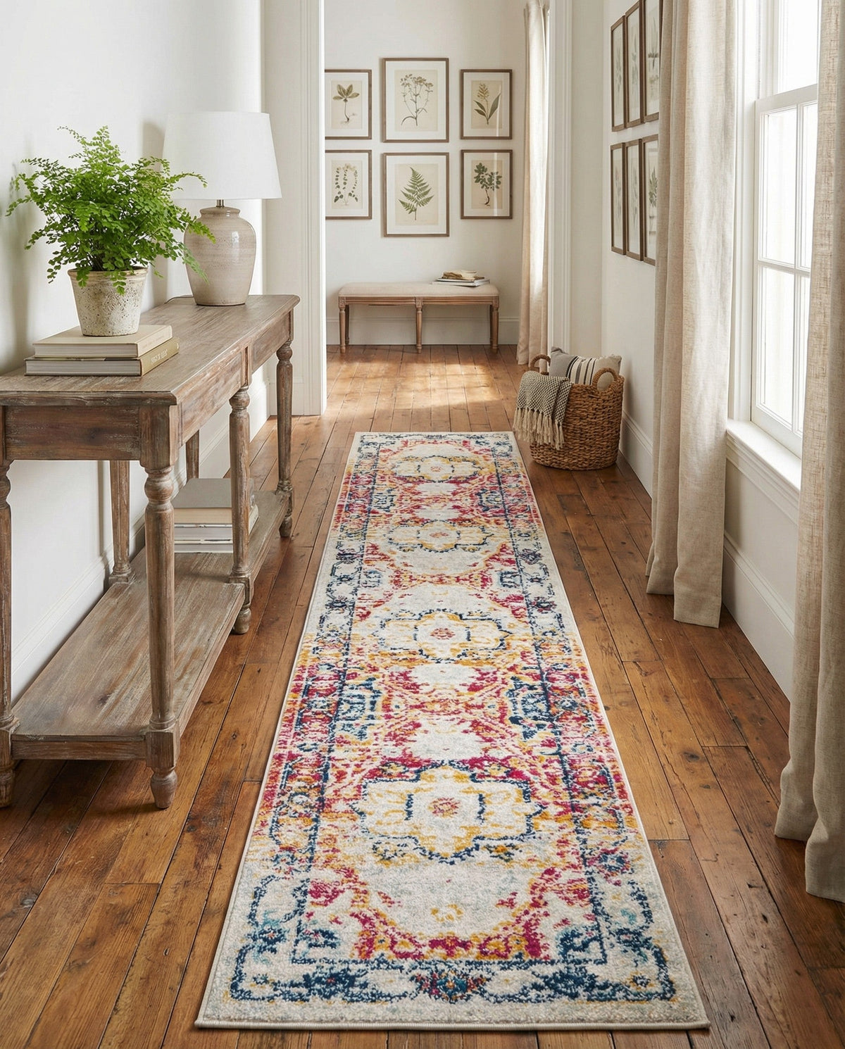 Parisian Elegance Collection Area Rug - Versailles (Pink Gray) Runner Pink Gray  lifestyle 97