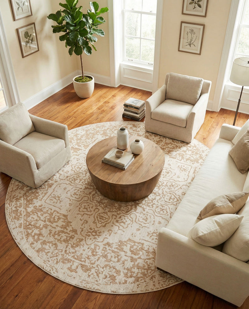 Urban Oasis Rugs Collection Area Rug -  Penthouse (Beige) Round Beige  lifestyle 82
