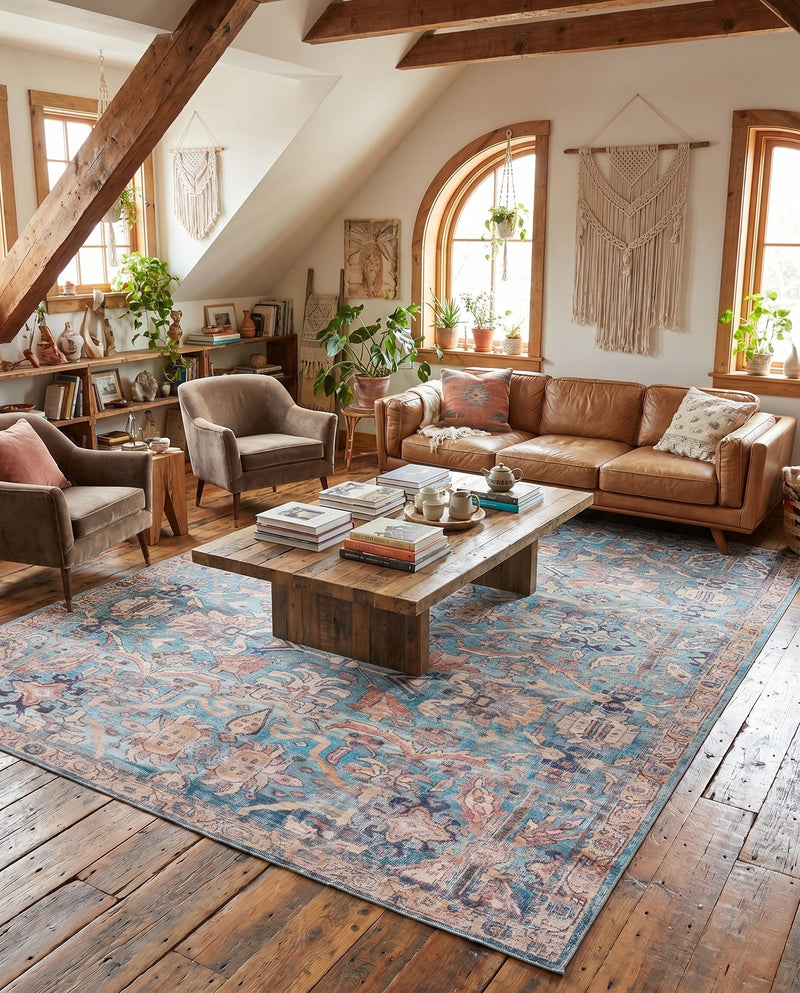 Vintage Memories Collection Area Rug -  Memories Rectangle Blue  lifestyle 18