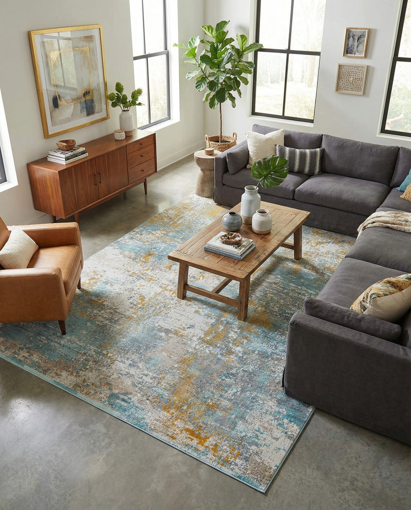 Arcadia Rugs Collection Area Rug -  Nirvana Rectangle Cream Blue  lifestyle 9