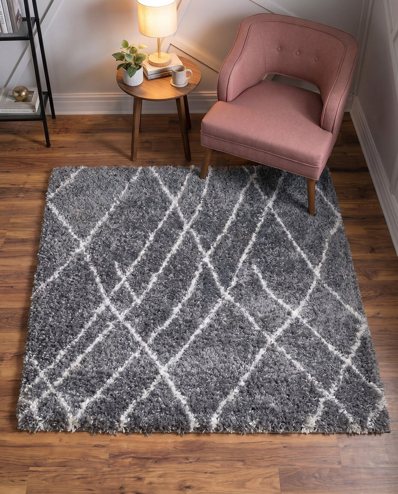 Cozy Haven Shag Collection Area Rug - Serenity (Pebble Gray) Square Pebble Gray  lifestyle 60