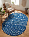 Mediterranean Lattice Collection Area Rug - Santorini (Navy Blue) Oval Navy Blue  lifestyle 52