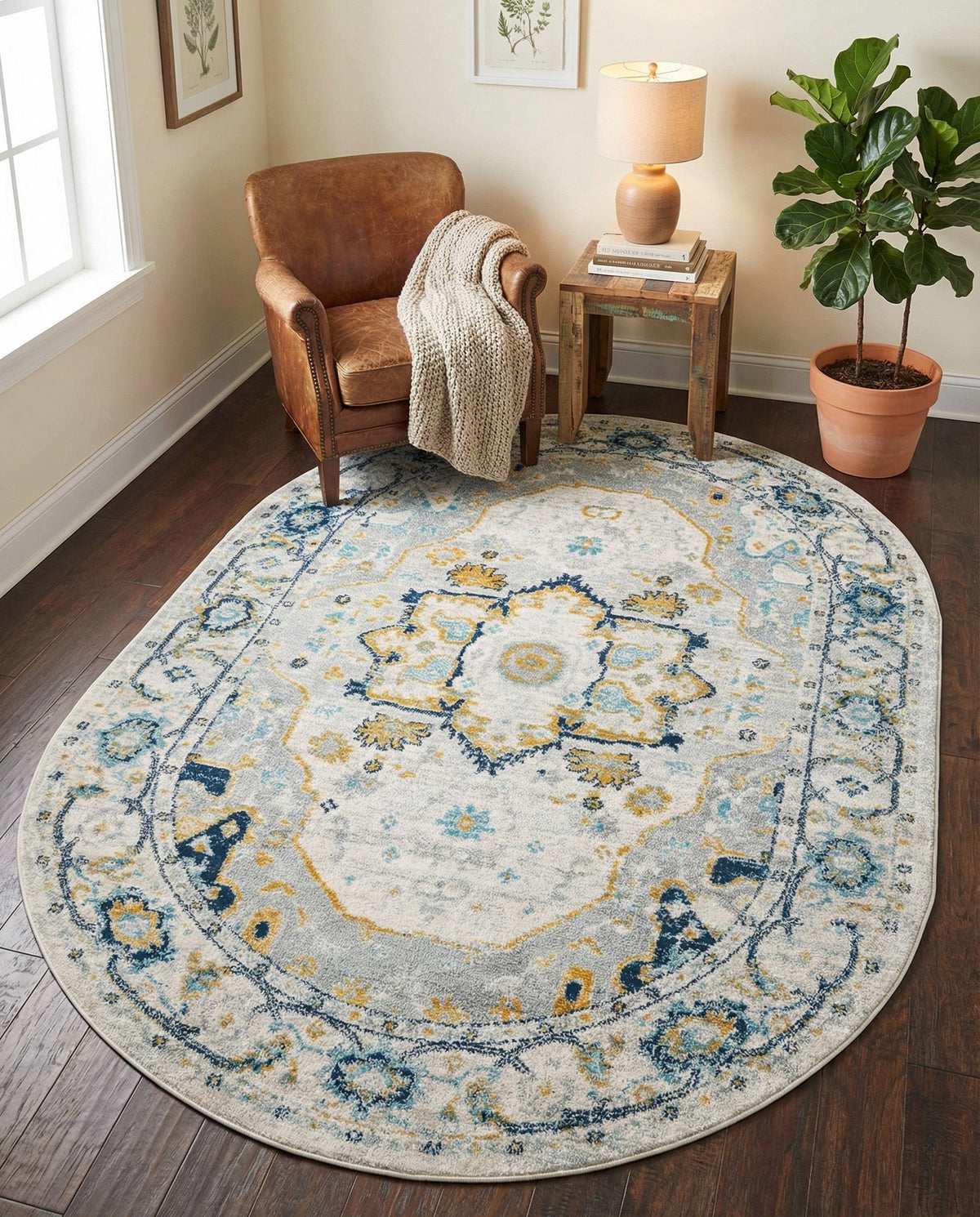 Parisian Elegance Collection Area Rug - Versailles (Gray) Oval Gray  lifestyle 81