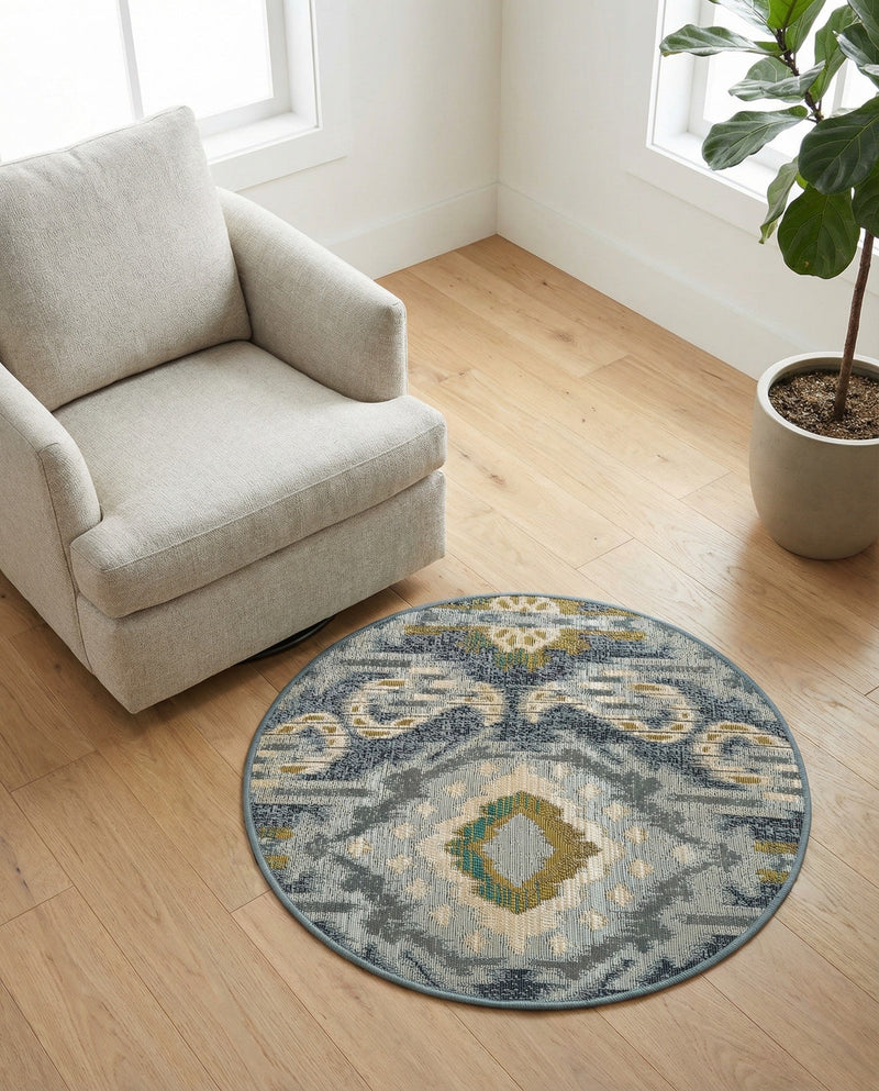 Urban Terrace Collection Area Rug -  Vista Round Blue  lifestyle 37