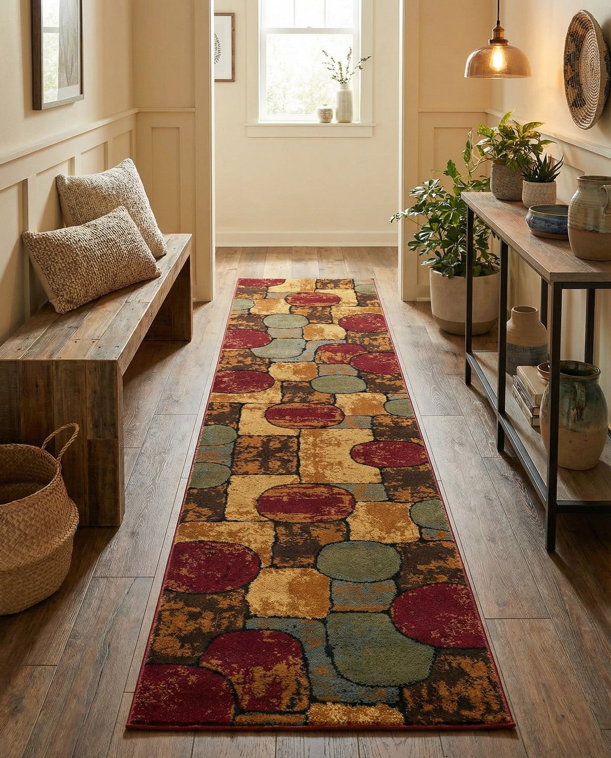 Bistro Lounge Collection Area Rug -  Cappuccino Runner Multi  lifestyle 97