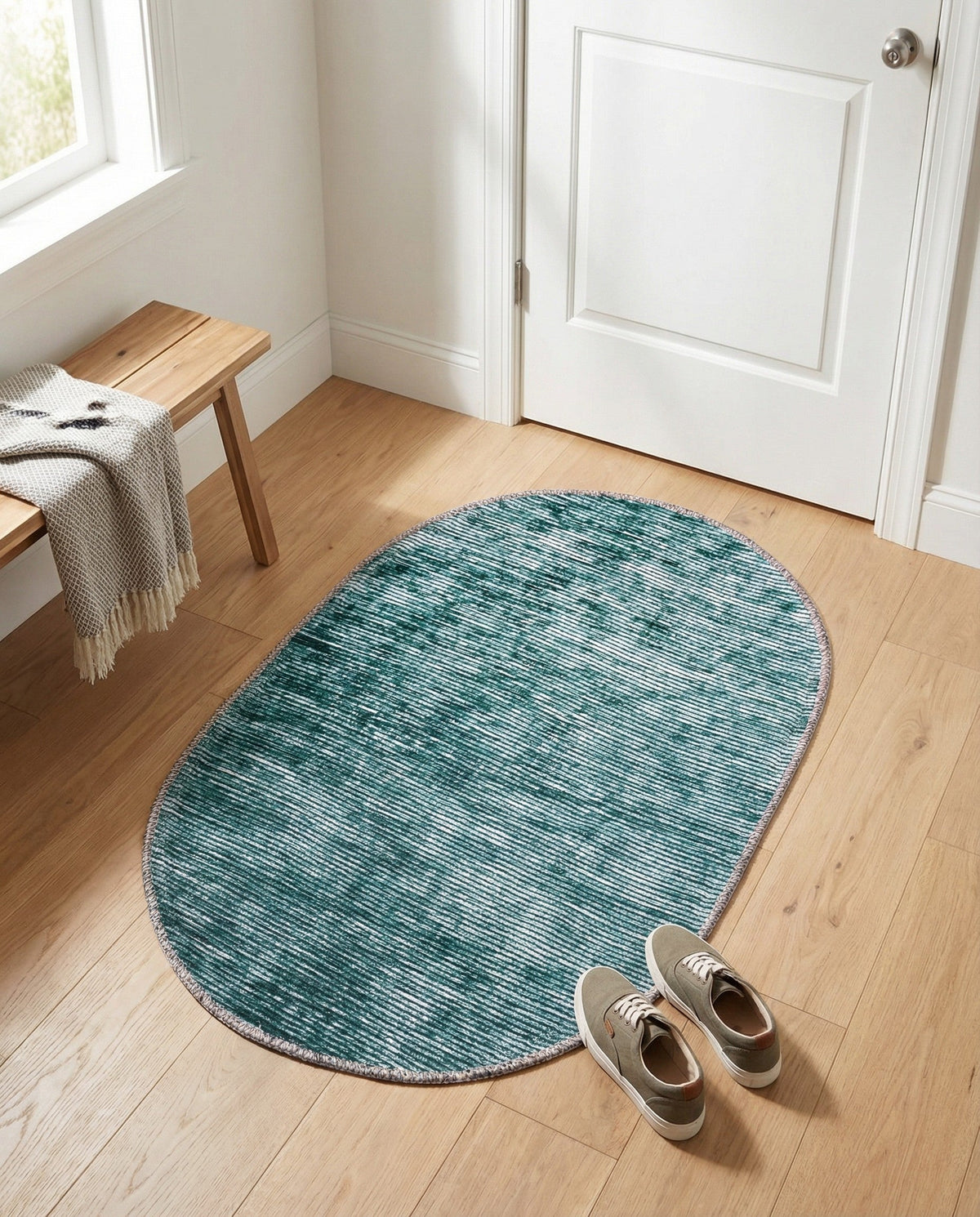 Sahara Essence Collection Area Rug - Oasis (Teal) Oval Teal  lifestyle 81