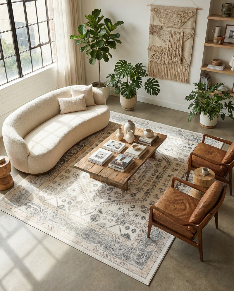 Adriana Terrace Collection Area Rug - Capri (Ivory) Rectangle Ivory  lifestyle 4