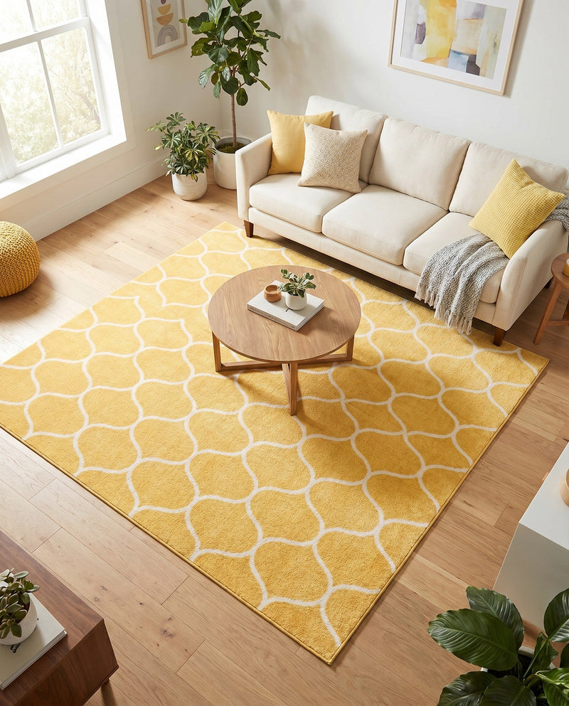 Trellis Mosaic Collection Area Rug -  Pergolatown (Yellow) Square Yellow  lifestyle 91