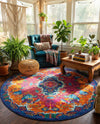Caribbean Cove Collection Area Rug -  Nevis Round Fuchsia  lifestyle 56