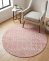 Marrakesh Lattice Collection Area Rug - Casablanca (Rose Pink) Round Rose Pink  lifestyle 59