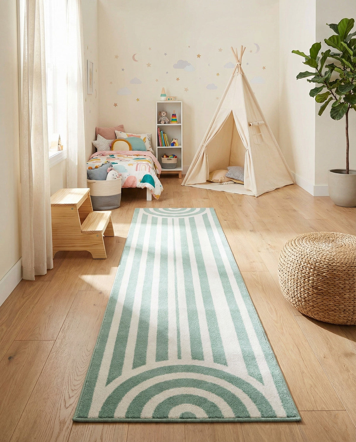 Wonder Tykes Collection Area Rug -  Joydale Runner Soft Green  lifestyle 199