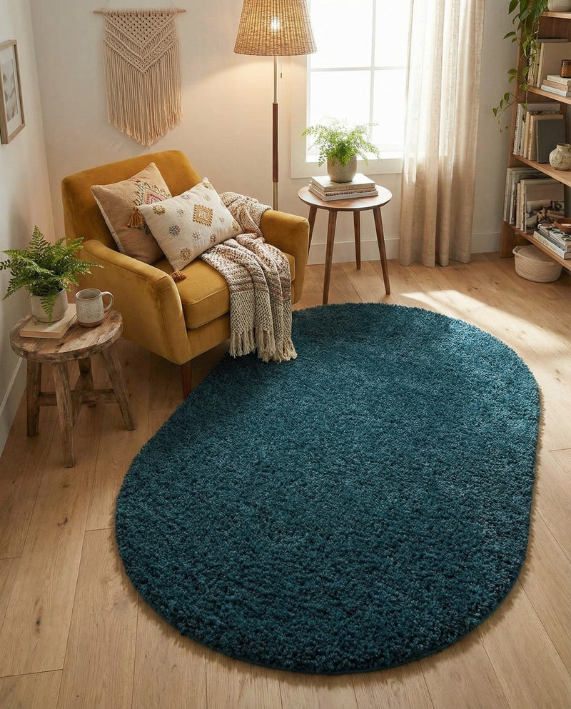 Plush Oasis Collection Area Rug - Serenity (Sapphire Blue) Oval Sapphire Blue  lifestyle 65