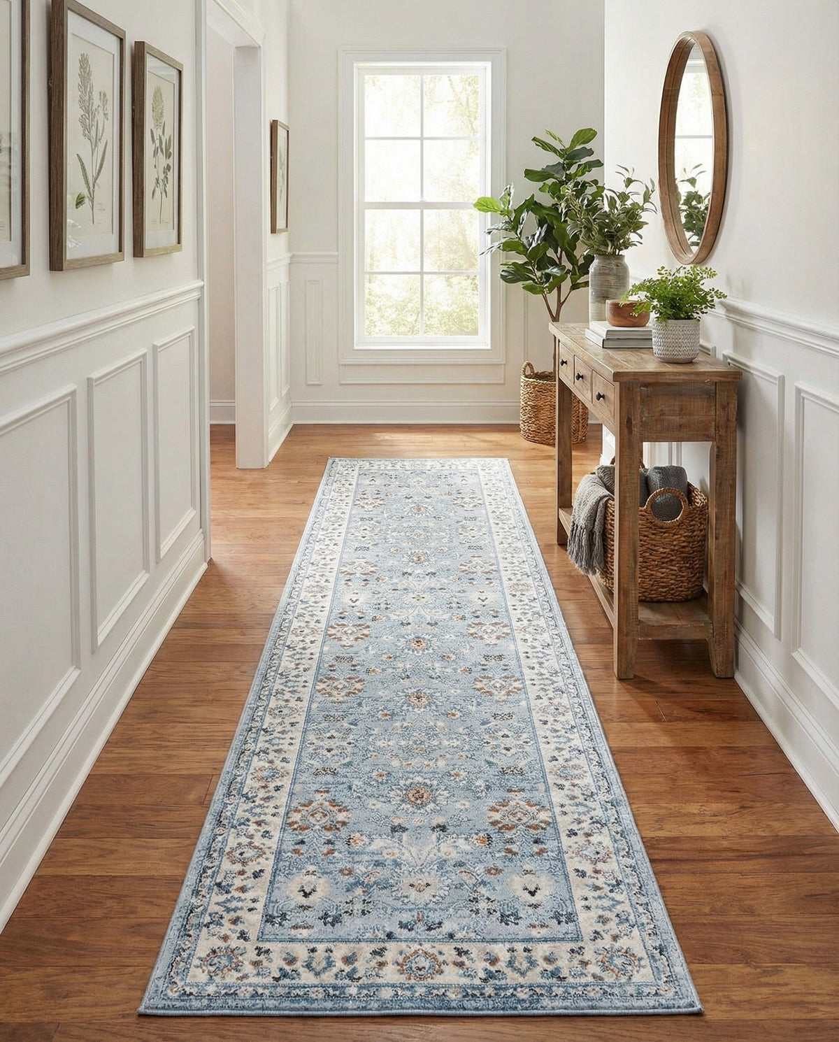 Savannah Elegance Collection Area Rug - Augusta (Aqua Blue) Runner Aqua Blue  lifestyle 108