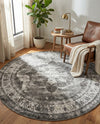 Riviera Elegance Collection Area Rug -  Menton (Gray) Round Gray  lifestyle 61