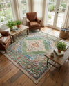 Savannah Soiree Collection Area Rug - Serengeti (Green) Square Green  lifestyle 36