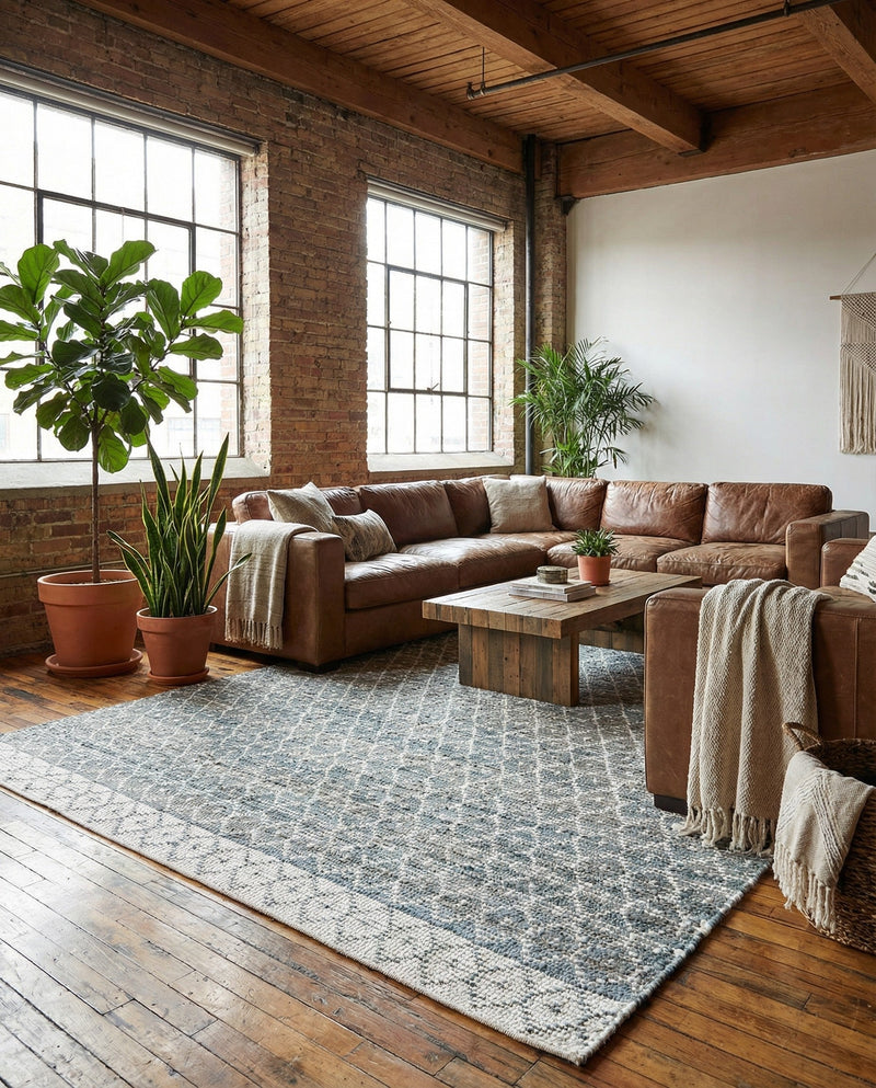 Tulum Trellis Collection Area Rug - Shoreline Rectangle Gray  lifestyle 37