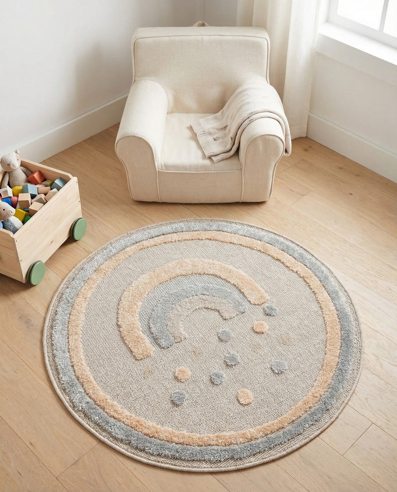 Wonder Tykes Collection Area Rug -  Frolicfield Round Multi  lifestyle 60