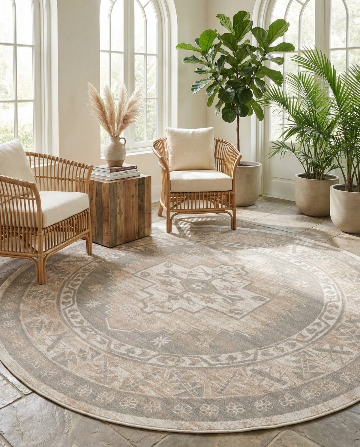 Savannah Series Collection Area Rug -  Augusta (Mink) Round Mink  lifestyle 106