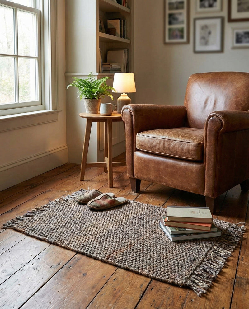 Savannah Jute Collection Area Rug - Seashore Rectangle Gray  lifestyle 12