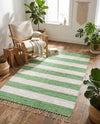 Tassel Trail Collection Area Rug - Pathway (Green and Ivory) Rectangle Green and Ivory  lifestyle 12