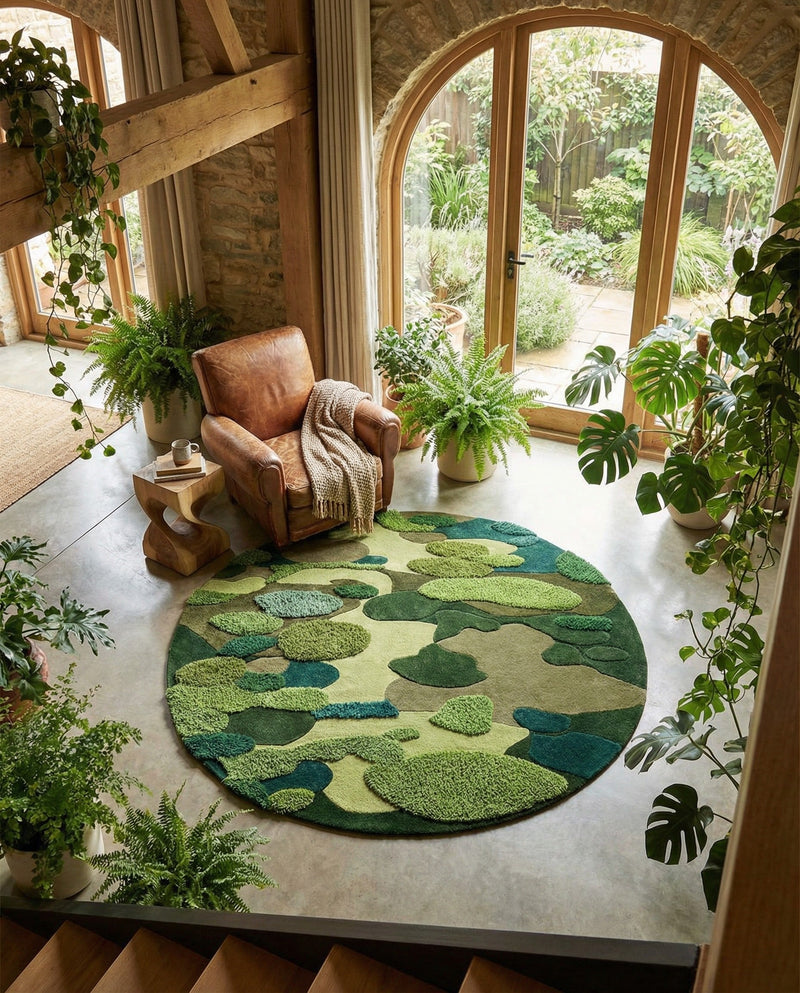 Forest Floor Oasis Collection Area Rug - Willowbrook Round Green  lifestyle 26