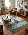 Colorburst Oasis Collection Area Rug -  Mosaic Rectangle Ivory Gray Blue  lifestyle 24
